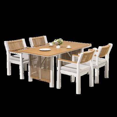 야외 접객업을 위한 분체 도장 알루미늄 프레임 및 5년 보증의 맞춤형 등나무 색상 데크 다이닝 세트