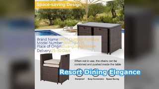 야외 식사 세트 호텔 리조트 유리 테이블