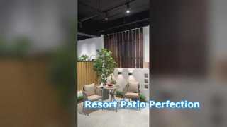 호텔 및 리조트 사용을 위한 원탁이 포함된 상업용 야외 로프 비스트로 세트